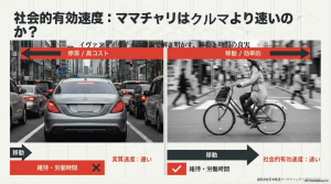 社会的有効速度:ママチャリはクルマより速いのか?